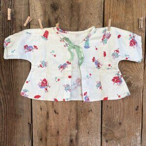 Vintage Handmade Baby’s top with Green Tie